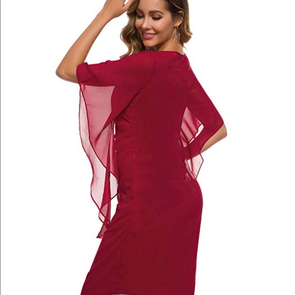 Red chiffon cocktail dress - Picture 3 of 7